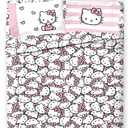 Jay Franco Sheet Set with Fitted, Flat Sheets & Pillow Cover - Ultra-Soft Bedding with Pillowcase for Room Decor, Multi - Hello Kitty, 4 Piece Full