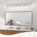 VOLISUN Crystal Vanity Lights for Bathroom, 6 Light Modern Stainless Steel Bathroom Light Fixtures Over Mirror, Chrome Bathrooms Lights Fixtures - UL Certificated (Exclude Bulb)