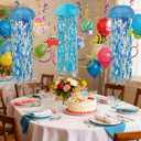 Under The Sea Party Decorations Set & Hanging Jellyfish Paper Lanterns,Mermaid Birthday Decor Supplies for Ocean Theme Party,Baby Shower,Wedding,Classroom&Nautical Events