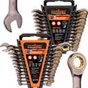 HORUSDY 24-Piece Ratcheting Wrench Set | Metric and SAE | Ratchet Combination Wrenches Set with Organizer | 72-Teeth | Chrome Vanadium Steel | 8-19 mm & 1/4 to 7/8