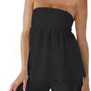 HOCANDY Womens Ruffle Peplum Tube Top Smocked Backless Long Tube Tops Casual Sleeveless Strapless Flowy Tank Top, Medium