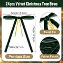 24 Pcs Dark Green Velvet Bows for Christmas Tree Decor, Elegant Velvet Pre-Tied Ribbon Bows Door Garland Vintage Ornaments for Christmas, Wreaths, Gifts and Home Decoration (5x7 Inch, 3/8'' Wide)