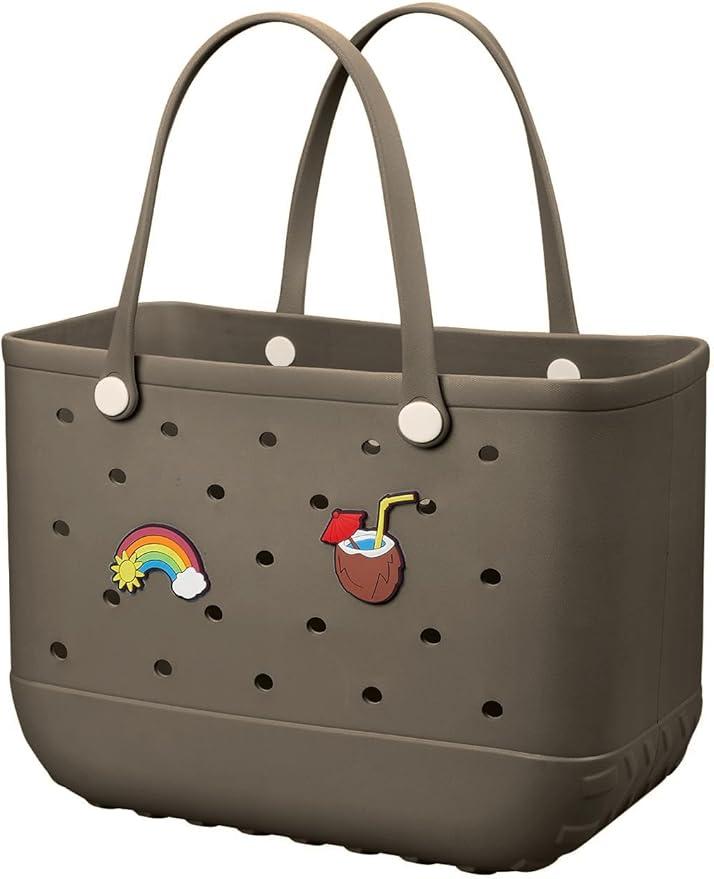 Beach Bag Rubber Tote Bag - Waterproof Travel Bag for Women Washable Tote Bag Handbag for Sports Beach Market Pool, XL