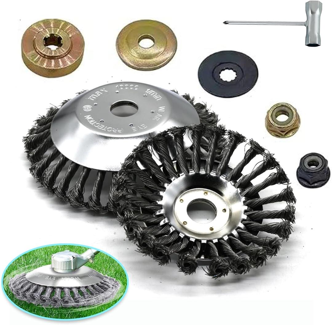 10 Inch Weed Wacker Attachments Heads,Steel Wire Rotary Brush Cutter Trimmer Head Weed Blade,Lightweight Gardening Lawnmower, Moss Grass Rust Removal.