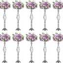 Set of 10 Versatile Silver Flower Arrangement Stand, Pillar Candle Holder Set for Wedding Party Dinner Centerpiece Event Restaurant Hotel Decoration (Silver, 10 x L)