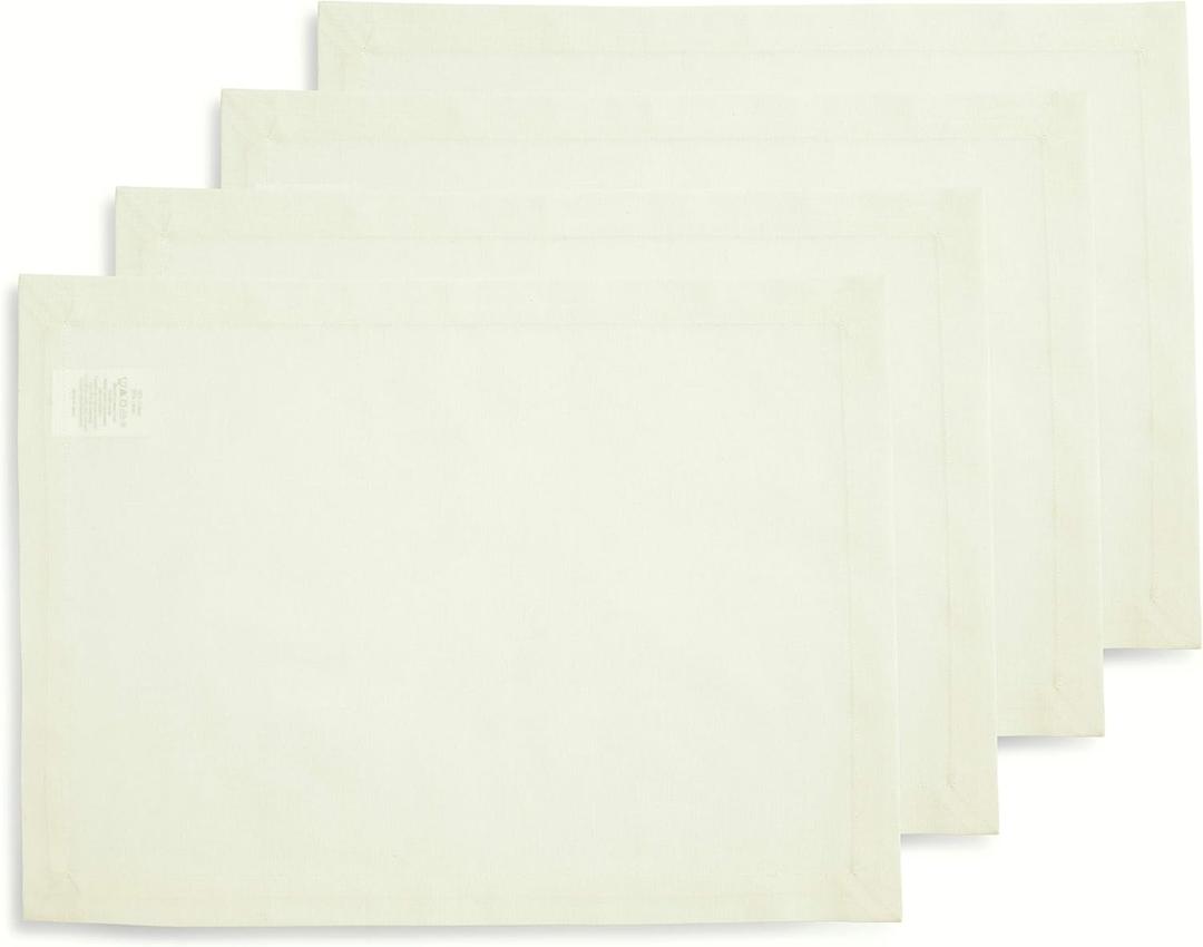 Solino Home Ivory Cotton Linen Placemats Set of 4 - Machine Washable Placemats 14 x 19 Inch for Summer - Dru