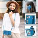 Asuwish Phone Case for OnePlus 9 OnePlus9 5G Zipper Wallet Magnetic Cell Cover with Tempered Glass Screen Protector Strap Flower Card Holder One Plus9 On 1 Plus 1plus One+ 1+ 1+9 Nine Women Girls Blue