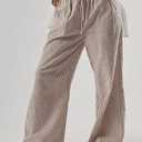 Plus Size High-Waist Striped Drawstring Wide-Leg Pants - Casual Comfortable Women's Palazzo Pants, All-Season Style, Non-Stretch Fabric, Regular Fit, Vacation Attire, Casual Attire | Striped Pattern |  Drawstring Waist, Plus Size Pants XS