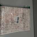 Uphome Boho Bathroom Rugs, Distressed Farmhouse Blush Pink Bath Mat, Comfy Velvet Small Bath Rugs Non Slip Washable, Vintage Oriental Toilet Rug for Sink Shower Vanity, 18x26 inch