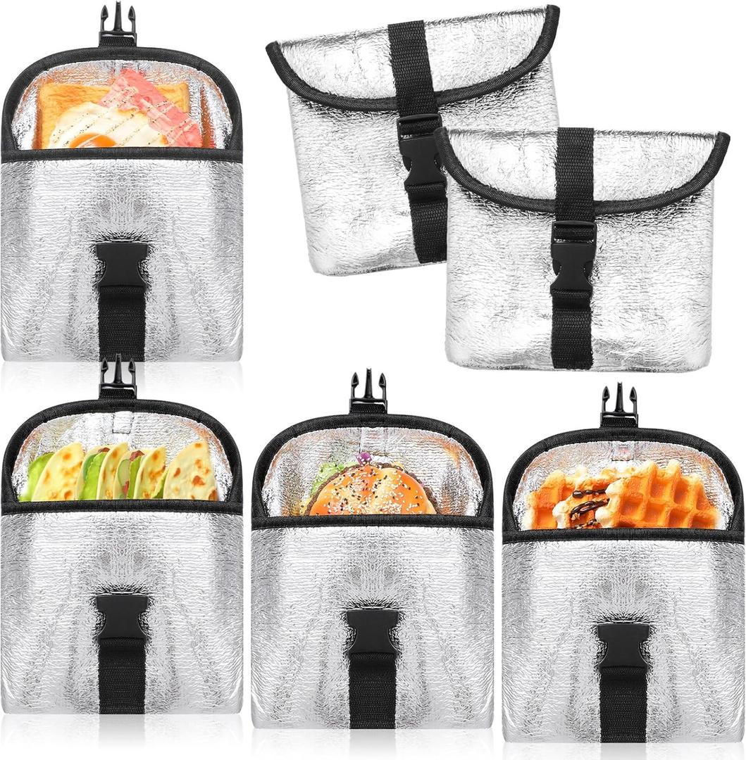 Reallnaive 4 Pcs Insulated Pouch Backpackers Reusable Sandwich Bag Mini Thermal Snack Bags Small Reusable Lunch Freezer Cooler Bags for Work Picnics Travel Office School Supplies 5.5'x 7'(Glossy)