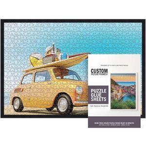 19.75x26.75 Puzzle Frame Kit with Glue Sheets | Black Mid Century Picture Frame | Real Wood with UV Resistant Acrylic Front | Made to Preserve and Display Puzzles Measuring 19.75x26.75 Inches, 19.75x26.75 Puzzle Size