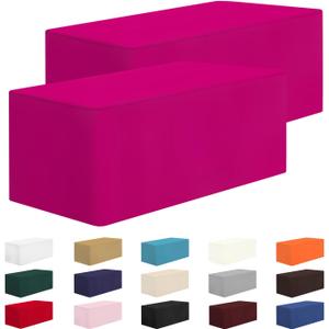 CXPSINC 2 Pack Fitted Table Clothes-96 x 30 Inch Rectangle Tablecloths for 8 Foot Tables, Washable Polyester 8FT Table Cover for Parties, Holiday Dinner, Wedding, Trade Show (8FT | 2 Pack, Fuchsia)
