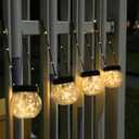 PARTPHONER Solar Lanterns Solar Lights Outdoor Waterproof 18-Pack, Solar Powered Hanging Lights Cracked Glass Hanging Globes for Christmas Decoration, Shepherd Hook, Garden Tree Ornaments (Black Cap Warm White Light)