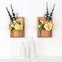2 Pcs Artificial Flowers Wall Hanging Decor Australian Wintersweet 3D Decorative Painting Retro Vintage Wooden Frame Size: 9" x 6" (Yellow Rose)