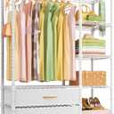 Ulif F3 Heavy Duty Clothes RackWith Fabric DrawersFreestanding Clothing Racks for Hanging ClothesAdjustable Closet Organizer SystemPortable Garment Rack 40" W x 15" D x 72" HMax Load 700LBS White