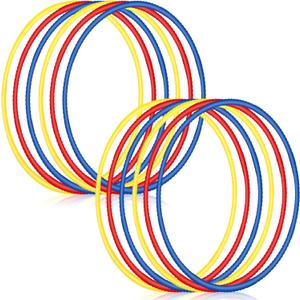Sratte 12 Pcs Hoop for Detachable Adjustable Hoop Colored Exercise Ring Plastic Circle for Gymnastics Equipment Require Self Assembly (28 Inch,Red,Blue,Yellow)