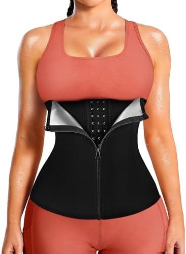 LEINIDINA Womens Waist Trainer Corset with Zipper Sweat Waist Trimmer for Women Workout Belt Corset Shapewear M/L