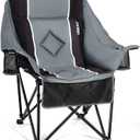 Oversized Folding Camping Chair for Adults Heavy Duty Padded Outdoor Chairs Big and Tall XL Picnic Chair with Cup Holders 400lb Capacity, Comfy for Lawn Sports and Outside Use (Black)