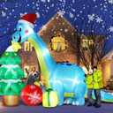 13.6 Ft Long Christmas Inflatable Decorations, Huge Xmas Inflatable Dragon Dinosaur with Trees Gift Hats Decors Built-in LED Lights Stakes Blow Up Yard Lawn Garden Party Santa Inflatables de Navidad