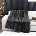 YUSOKI Morel Faux Fur Throw Blanket,2 Layers,50" x 60" Cozy Plush Fluffy Blanket Furry Fuzzy Warm Cute Shaggy Blanket for Fall Bed Living Room Décor Baby Women Pet