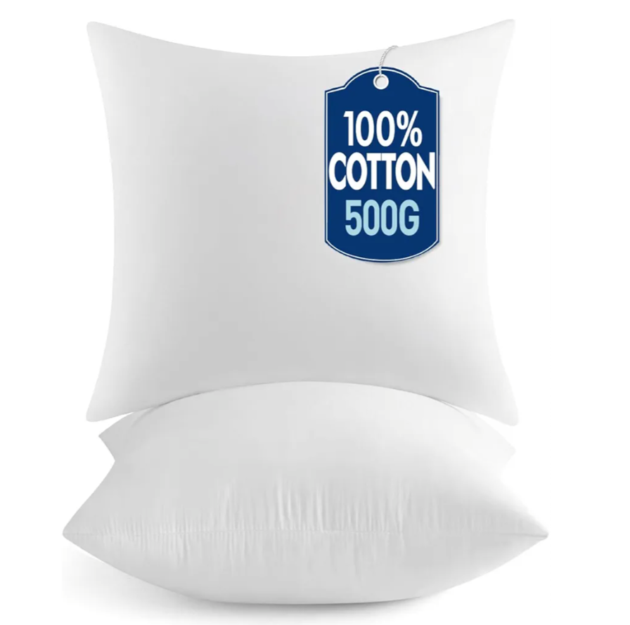 MIULEE 18x18 Pillow Inserts,Set of 2 100% Virgin Microfiber with Cotton Cover Throw Pillows for Couch Sofa and Bed