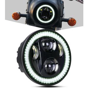 5.75 LED Headlight Motorcycle 5-3/4" LED Headlight Smoke Halo WHITE DRL Compatible with 883 48 72 XG500 XG750 Wide Glide Indian Scout