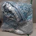 WONGS BEDDING Boho Quilt Set Full Size,Teal Bohemian Striped Patchwork Bedspread Set,3 Pieces Microfiber Bedding Set for All Seasons (78"x90")