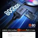Silkland 80Gbps DisplayPort 2.1 Cable 5FT [VESA Certified], [8K@240Hz, 4K@540Hz 360Hz 240Hz] DP 2.1 Cable, HDR HDCP DSC 1.2a Display Port Cord Compatible FreeSync G-Sync Gaming Monitor 5090 9070 XT