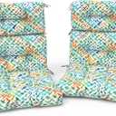 Outdoor High Back Patio Chair Cushions, Tufted Rocking Chair Cushions, Adirondack Cushions for Garden Porch Home Office Chairs Use, 44 x 22 x 4, 2 Pack,Acapa Opal Geometric