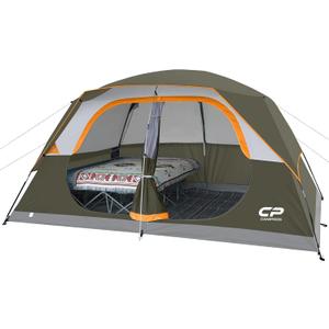 CAMPROS CP Tent 8 Person Camping Tents, Waterproof Windproof Family Dome Tent with Top Rainfly, Large Mesh Windows, Double Layer, Easy Set Up, Portable with Carry Bag, for All Seasons (Olive)