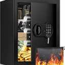 2.8 Cu ft Large Home Safe Fireproof Waterproof, Fire proof Safe Box for Home Documents with Fireproof Bag, Programmable Keypad and Removable Shelf, Anti-Theft Safety Box for Money Medicines Jewelry, Black 