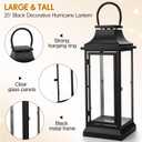 Nuogo Farmhouse Large Lanterns for Outdoor 30 Inch Black Metal Lanterns with Glass Panels Hanging for Table Porch Vintage Home Party Decor Gift Indoor Outdoor, Candle Not Includes