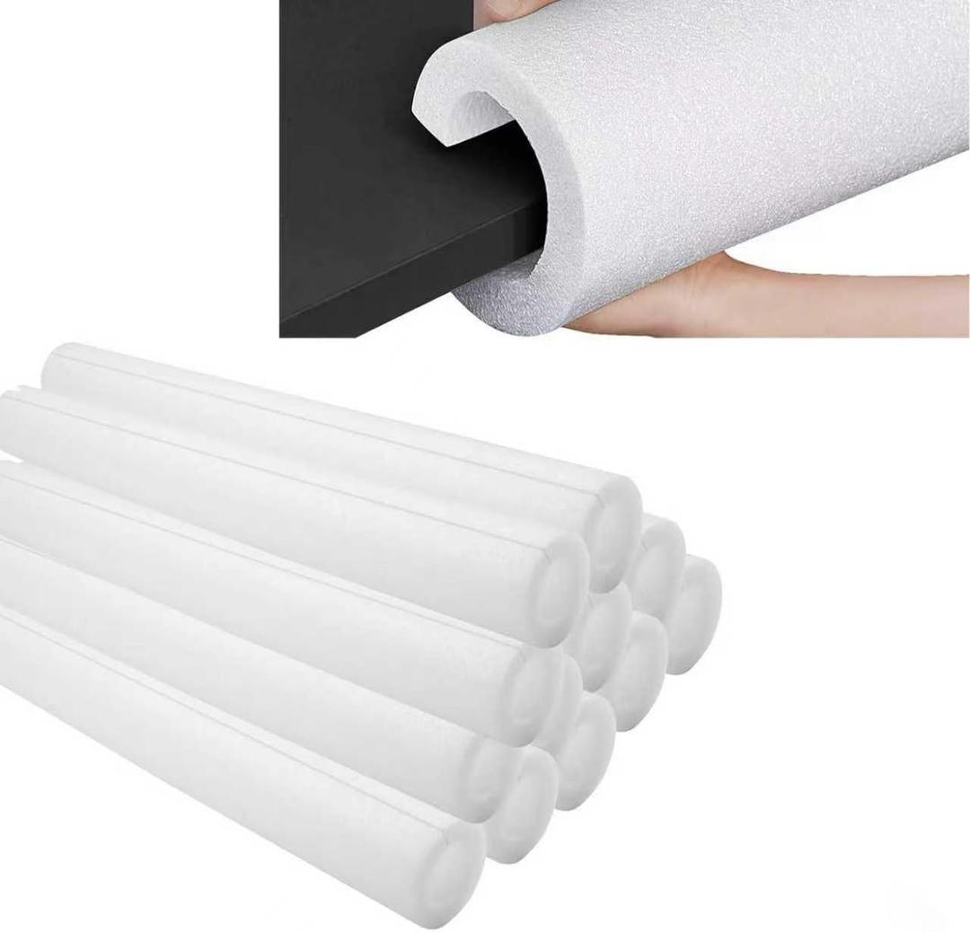 12 Pcs Clamp Foam Tube, 15.7" Clamp-On Foams Protection, Foams Pipe Insulation Clamp | Pre-Slit for Easy Installation | Table Leg & Edge Guard Cushioning (1.77 Inch OD, 0.98 Inch ID Pre)