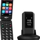 Flip Phone Unlocked, 2.8+1.5" Dual Screen Flip Phones for Seniors, SOS ButtonSpeed DialLarge FontsCharging Dock1400mAh Battery (Black)