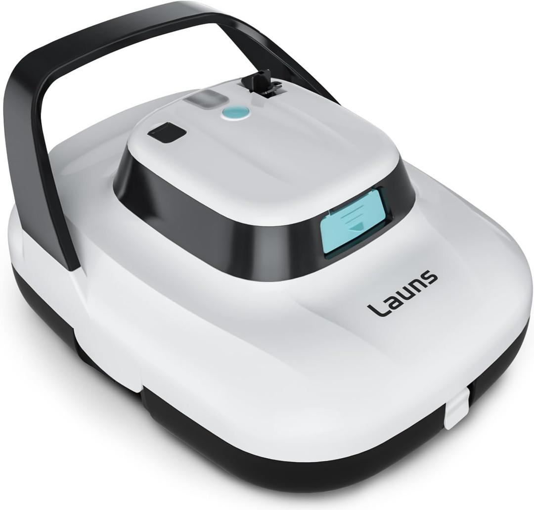 S1 Cordless Robotic Pool Cleaner, Dual Motors & Suction Ports Automatic Pool Vacuum Robot Lasts up to 90 Min, Self-Parking Ideal for Above Ground Pools(White)