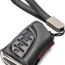 Vitodeco Genuine Leather Smart Key Fob Case Compatible with Lexus RX, Lexus ES, Lexus UX, Lexus NX, Lexus GX, Lexus LX, Lexus TX (4-Button, Black/Red)