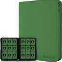 Card Binder 9 Pocket with Zipper,360 Pockets Trading Card Holder Book, Premium PU Cover Zip Folder Binder for TCG, MTG,Sports Cards, Game Cards (Greens)