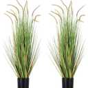 Jexine 2 Pieces Faux Plants Outdoor 4 ft Tall Artificial Grass Plant Potted Artificial Setaria Grass Faux Greenery Floor Plants for Housewarming Gift House Garden Lobby Outdoor (Green)