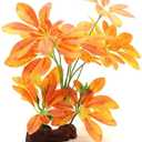 JGbaby Artificial Aquarium Plants,Fish Tank Decorations Betta Leaf Hammock Driftwood 10in Realistic Silk & Plastic Plants, Hideout Decor for Betta. Goldfish,Reptiles,Small Tanks (YellowType-B)