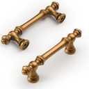 Amerdeco 10 Pack Antique Brass Cabinet Pulls 3 Inch(76mm) Hole Center Cabinet Hardware Kitchen Cabinet Handles for Bathroom Drawer Pulls Dresser Pulls ZH0014