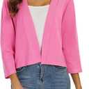 Satuun Women's 3/4 Sleeve Shrugs Lightweight Open Front Cropped Cardigan Tops, XXL