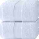 White Classic Luxury Bath Sheets Towels for Adults Extra Large 35x70 Inch - 700 GSM Turkish Cotton, Highly Absorbent | Hotel Collection | 2 Pack