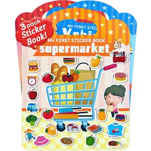 Benresive Reusable Sticker Books for Toddlers, 3 Sets Travel Stickers for Kids, Toddler Sticker Book, Crafts Activities for Toddlers, 3 and Up Birthday Gifts Travel Toys