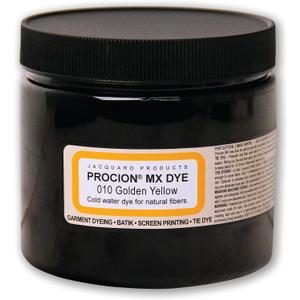 Jacquard Procion MX Tie Dye Powder Golden Yellow, 8 Ounce Jar for Fabric and Clothing | Permanent and Washfast