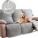 Genina 100% Waterproof Recliner Sofa Covers for 3 - Cushion Couch - Non - Slip, Washable Pet - Friendly Furniture Protectors. Ideal for Homes with Kids & DogsLight Grey