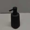 Small Soap Dispenser for Bathroom and Kitchen, Modern Farmhouse Striped Style Plastic Hand Soap Dish Soap Dispenser with Pump Matte Black