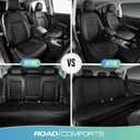 Road Comforts Car Seat Cover, Leather Car Seat Cover Full Set, Automotive Seat Covers, Airbag Compatible Universal Fit for Most Cars (Black)