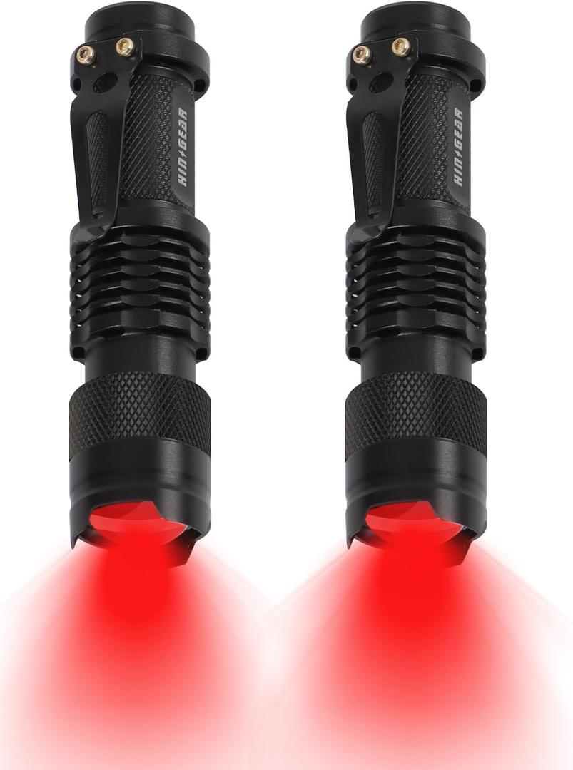 2 Pack Red Flashlight LED Single Mode Light 1 Mode LED Torch Scalable Red Light Flashlight for Astronomy Aviation Night Observation (Powered by Single AA Battery, Not Included)