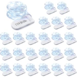 MUMUXI 24 Pack 7.2ft LED Fairy Lights Battery Operated, 20 Mini Battery Powered String Lights for Centerpiece Table Decorations, Wedding Party Bedroom Mason Jar Christmas, Cool White (7.2 Ft-24 Pack-20 LED)