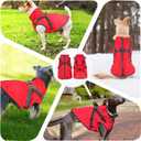 Dog Raincoat Waterproof Dog Hoodie Reflective Dog Raincoat Hooded Adjustable Rain Jacket for Small Medium Large Dogs Puppies (Red, L)